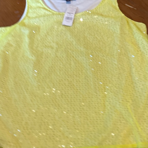 Sequin Yellow Tank Top Dana BUCHMAN size OX - Picture 8 of 17